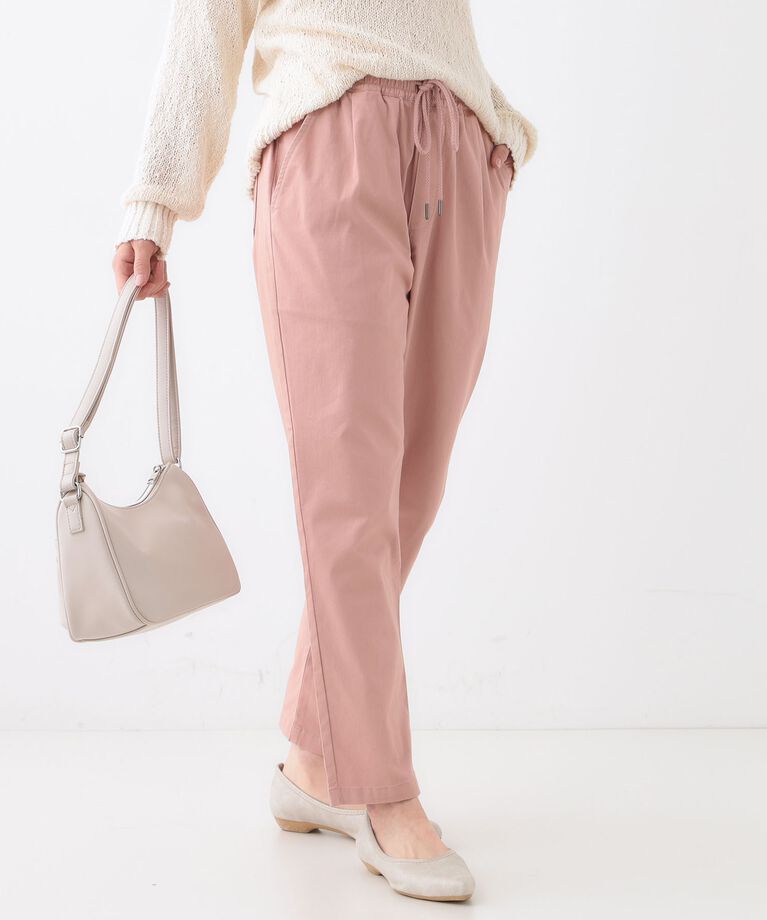 SHOO･LA･RUE「【洗える/SS-3L/美脚シルエット】綿ストレッチイージーテーパードパンツ」|その他|ピンク(072)