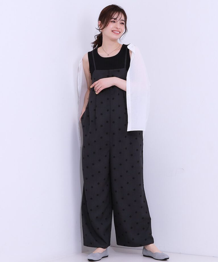 SHOO･LA･RUE「【S-LL】着丈が調節できる 大人の麻調サロペット」|オールインワン|チャコールグレー(6