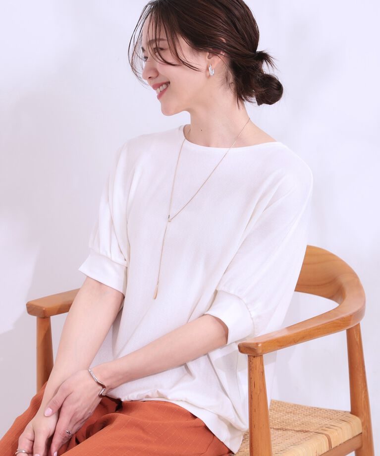 SHOO･LA･RUE「【ひんやり/UVカット】ドルマントップス」|Tシャツ・カットソー|オフホワイト(003