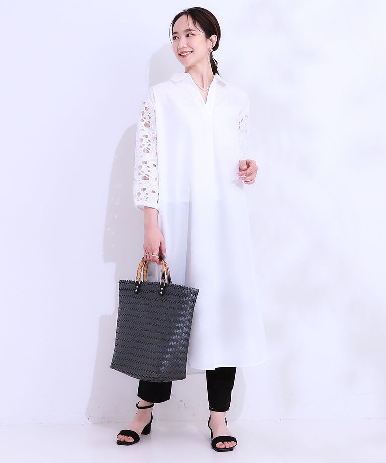 SHOO･LA･RUE「袖レースが上品なシャツワンピース」|ワンピース|