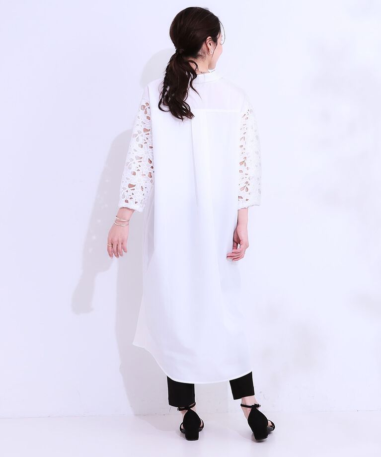 SHOO･LA･RUE「袖レースが上品なシャツワンピース」|ワンピース|