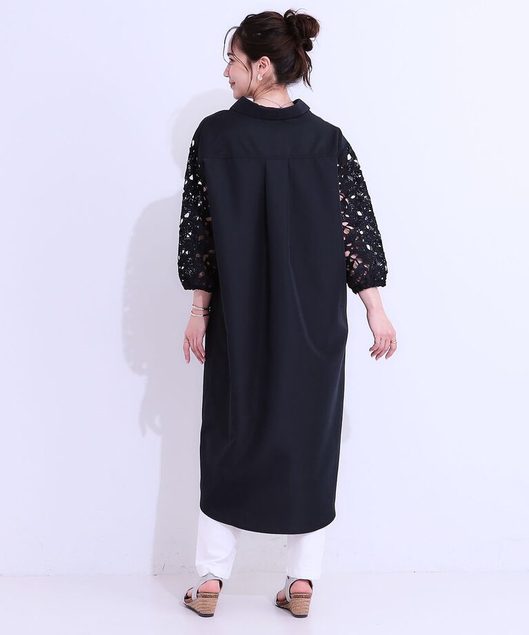 SHOO･LA･RUE「袖レースが上品なシャツワンピース」|ワンピース|