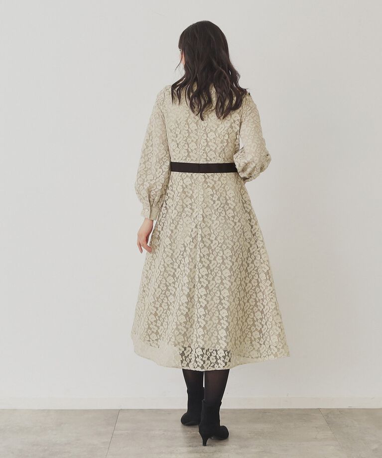 SunaUna「【SS～Lサイズ展開/レオパードレース】スタンドネックワンピース」|ワンピース|