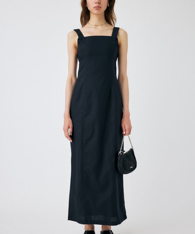 MOUSSY「LINEN COTTON MAXI キャミドレス」|ワンピース|L/BLK1