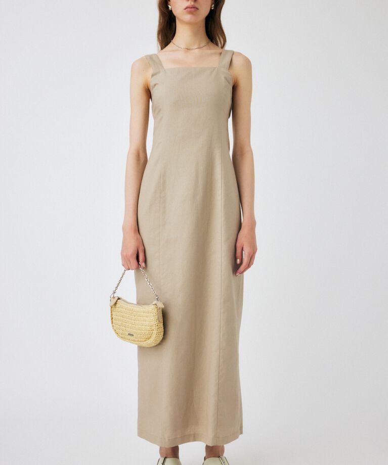 MOUSSY「LINEN COTTON MAXI キャミドレス」|ワンピース|BEG