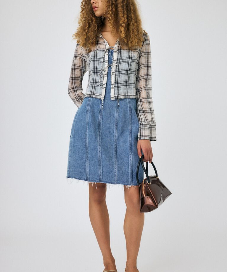 MOUSSY「FRONT TIED CHECK シャツ」|シャツ・ブラウス|