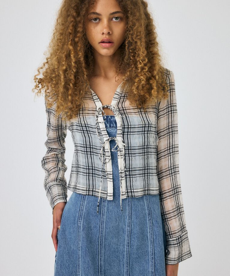 MOUSSY「FRONT TIED CHECK シャツ」|シャツ・ブラウス|