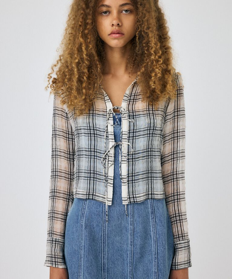 MOUSSY「FRONT TIED CHECK シャツ」|シャツ・ブラウス|