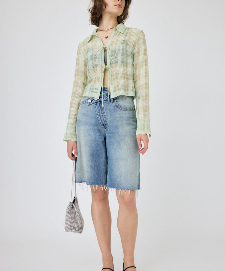 MOUSSY「FRONT TIED CHECK シャツ」|シャツ・ブラウス|