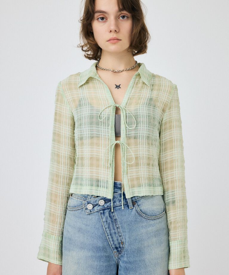 MOUSSY「FRONT TIED CHECK シャツ」|シャツ・ブラウス|