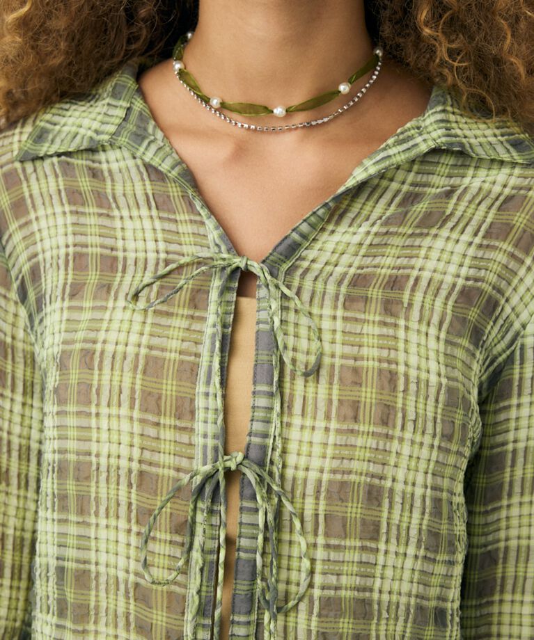 MOUSSY「FRONT TIED CHECK シャツ」|シャツ・ブラウス|