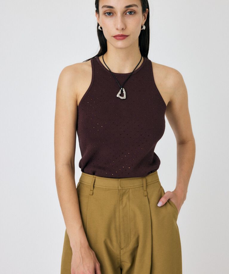 MOUSSY「RHINESTONE タンク」|タンクトップ|BRN