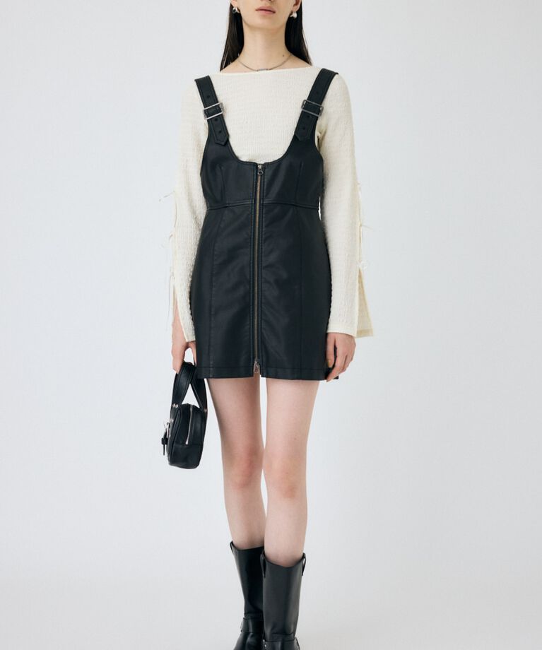 MOUSSY「FRONT ZIP ジャンパースカート」|ワンピース|