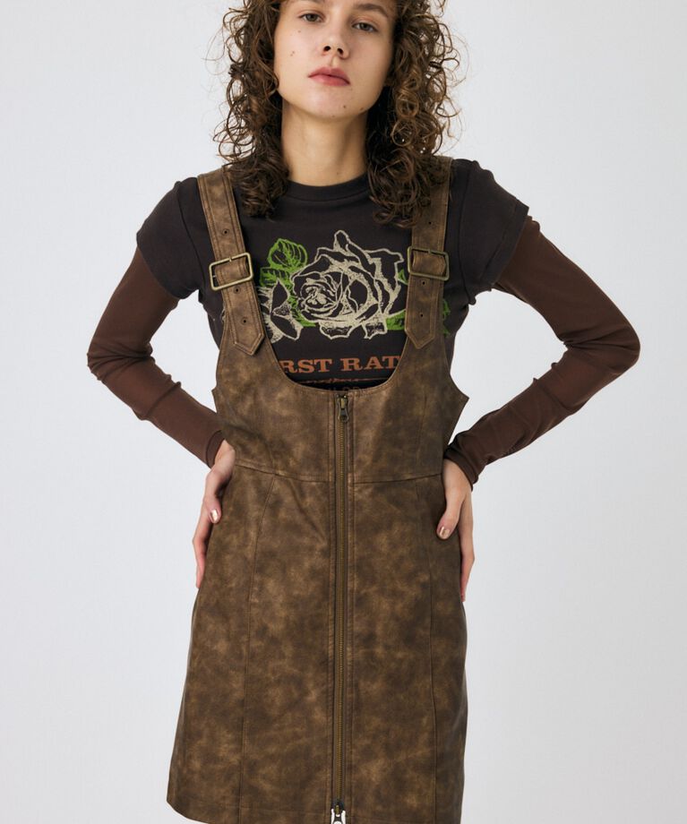 MOUSSY「FRONT ZIP ジャンパースカート」|ワンピース|