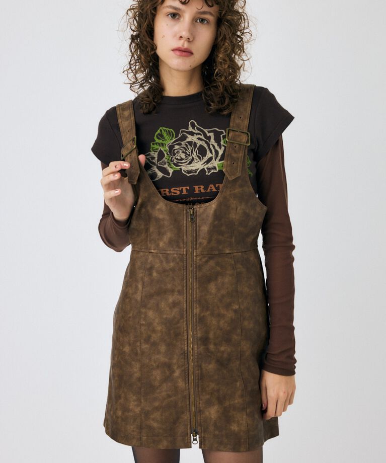 MOUSSY「FRONT ZIP ジャンパースカート」|ワンピース|