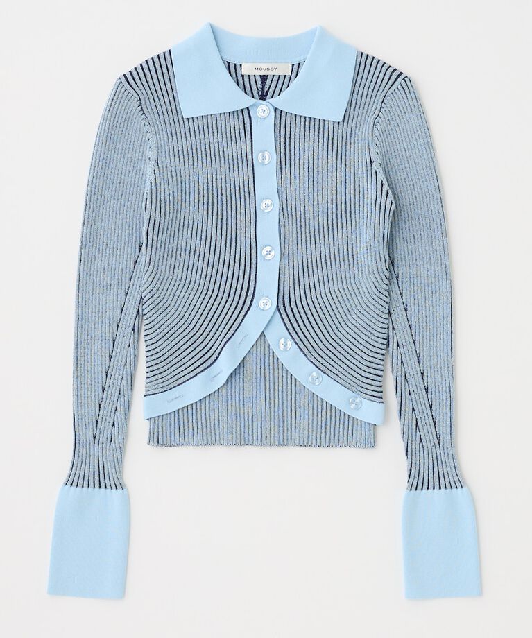MOUSSY「RIB KNIT カーディガン&キャミ」|ニット・セーター|L/BLU1