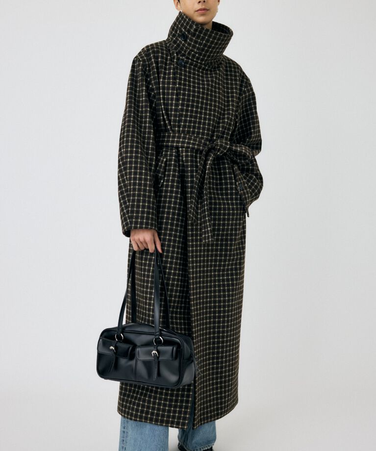 MOUSSY「STANDCOLLAR PLAID コクーンコート」|その他|