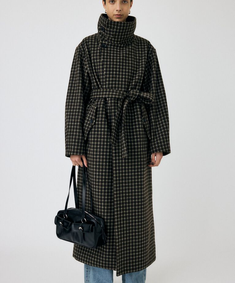 MOUSSY「STANDCOLLAR PLAID コクーンコート」|その他|