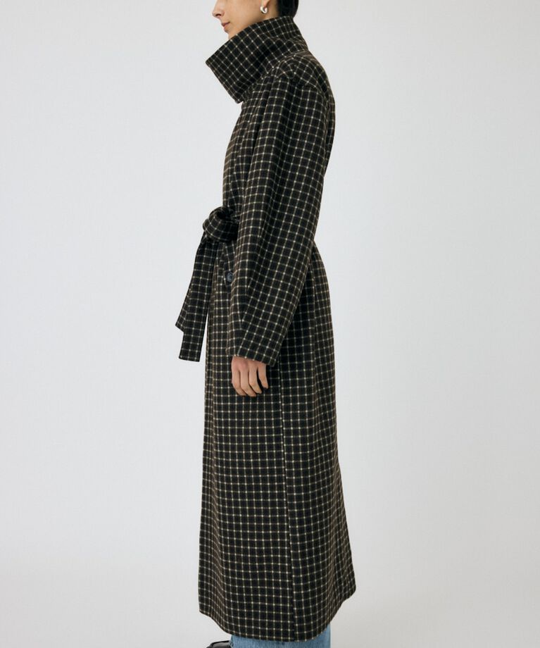 MOUSSY「STANDCOLLAR PLAID コクーンコート」|その他|