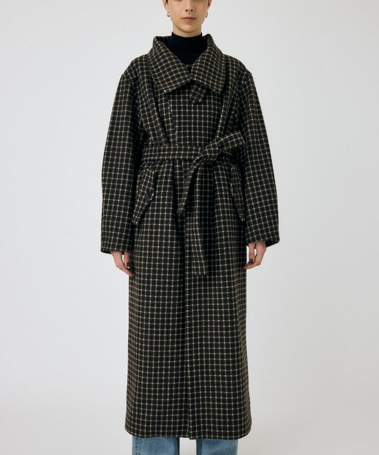 MOUSSY「STANDCOLLAR PLAID コクーンコート」|その他|