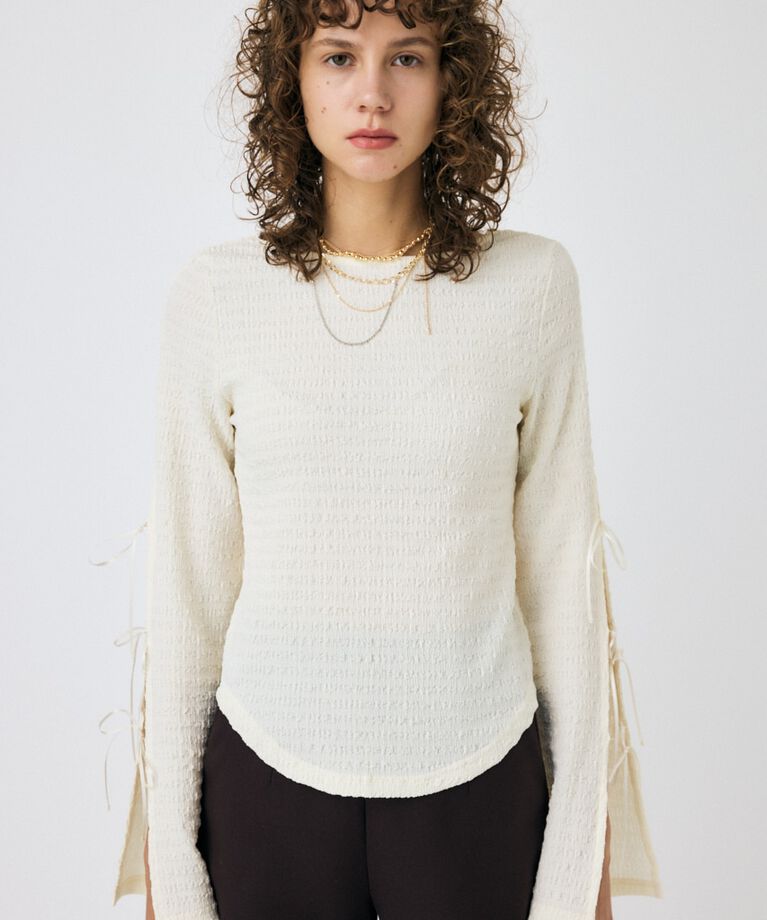 MOUSSY「SLEEVE RIBBON トップス」|Tシャツ・カットソー|