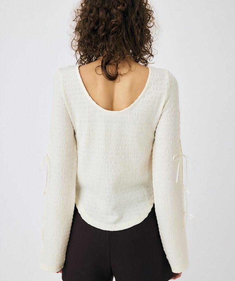 MOUSSY「SLEEVE RIBBON トップス」|Tシャツ・カットソー|