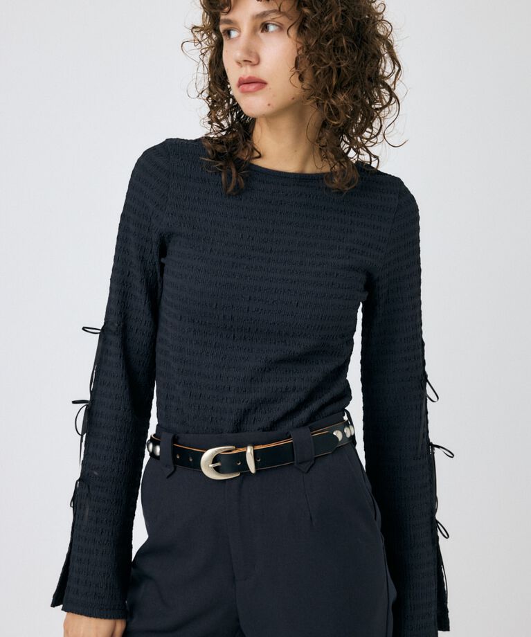 MOUSSY「SLEEVE RIBBON トップス」|Tシャツ・カットソー|