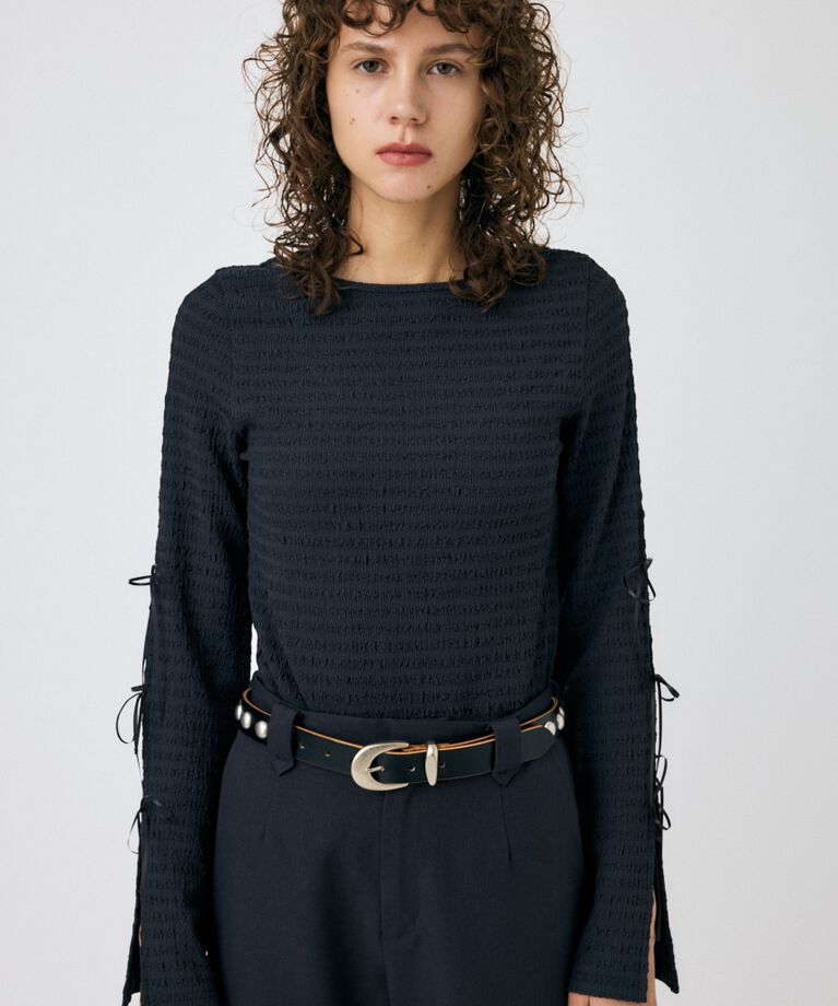 MOUSSY「SLEEVE RIBBON トップス」|Tシャツ・カットソー|