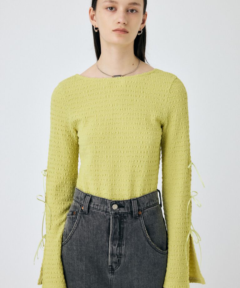 MOUSSY「SLEEVE RIBBON トップス」|Tシャツ・カットソー|