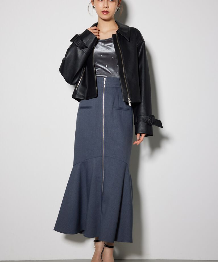 rienda「フェイクレザーショートZIPジャケット」|その他|