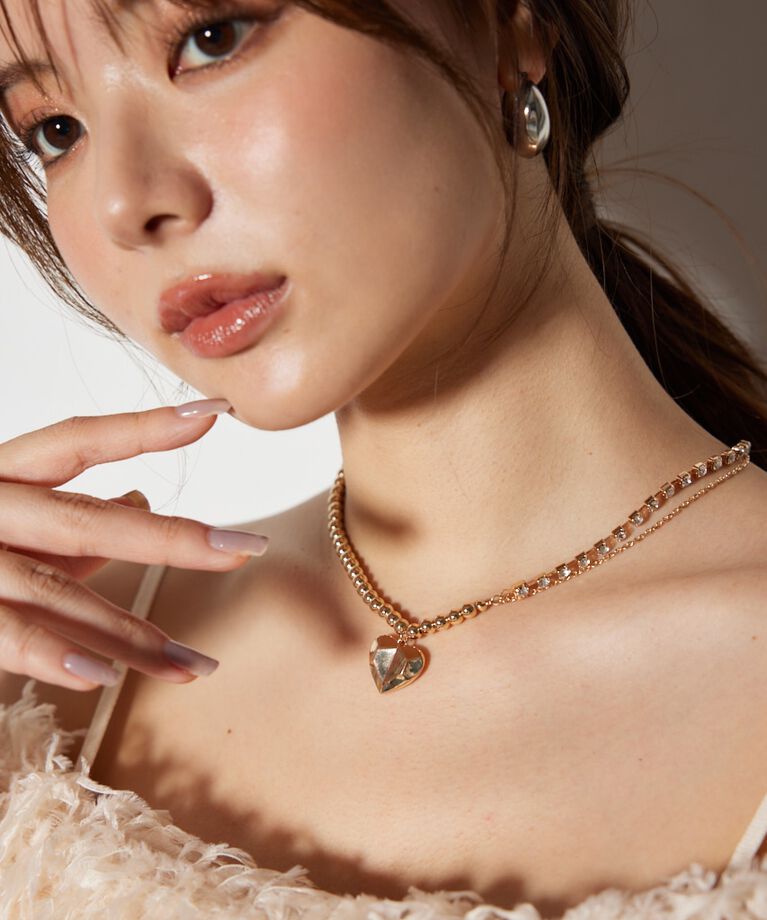 rienda「メタリックハートネックレス」|ネックレス|