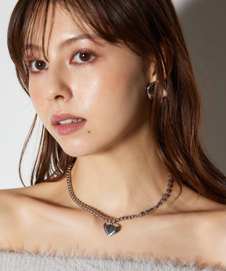 rienda「メタリックハートネックレス」|ネックレス|