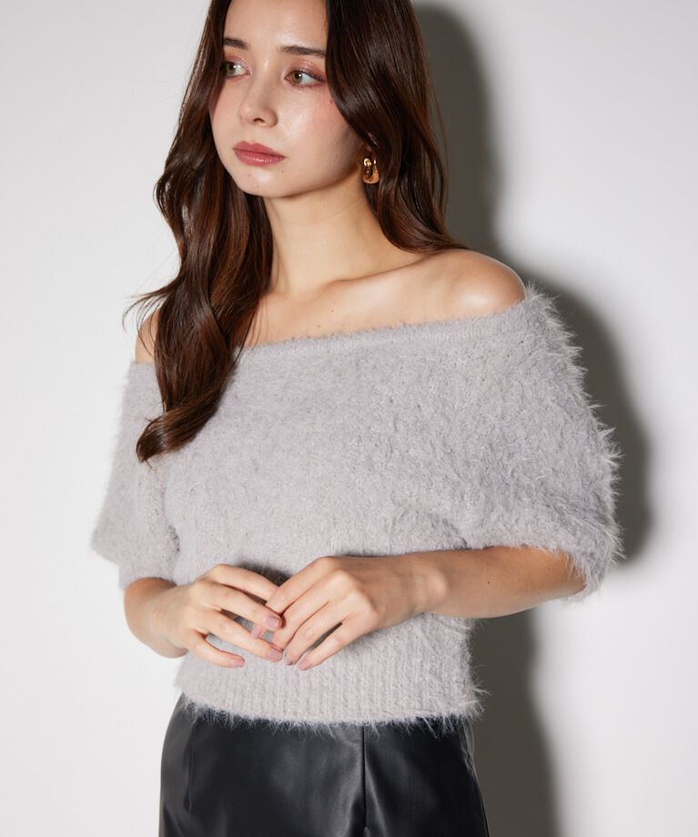 rienda「オフショルシャギーニットトップス」|ニット・セーター|L/GRY1