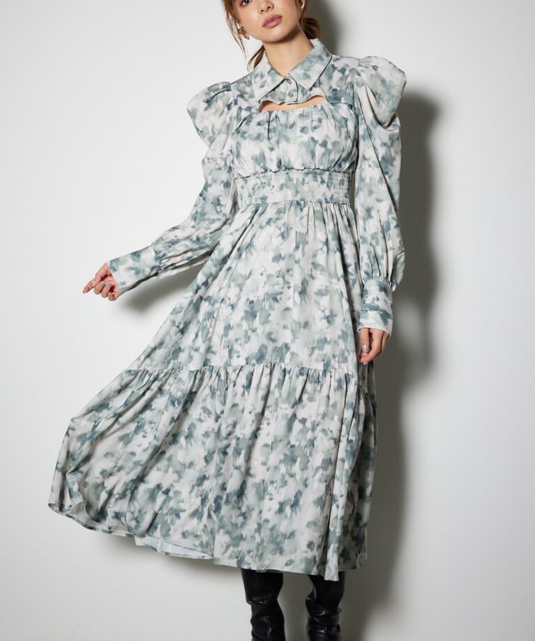 rienda「ウエストシャーリングシャツディテールワンピース」|ワンピース|BEG