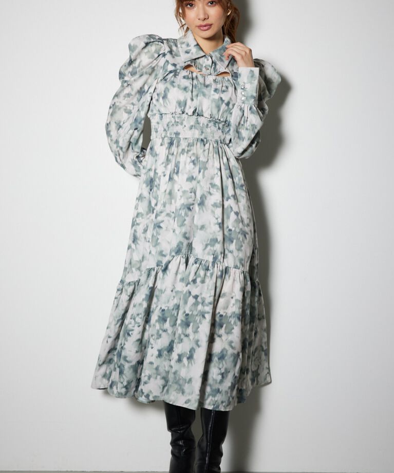 rienda「ウエストシャーリングシャツディテールワンピース」|ワンピース|