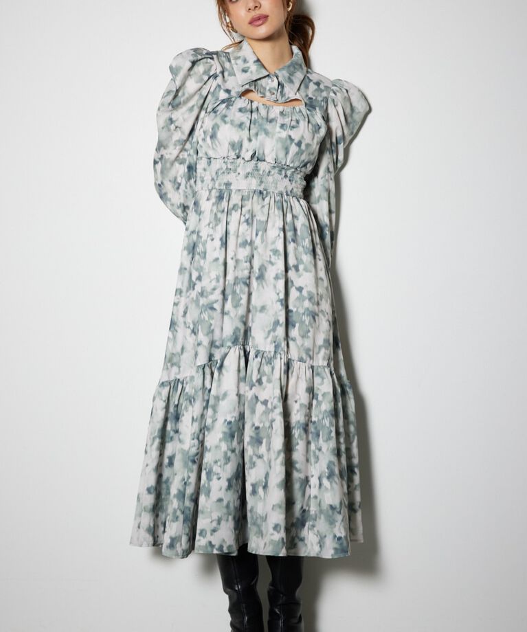 rienda「ウエストシャーリングシャツディテールワンピース」|ワンピース|
