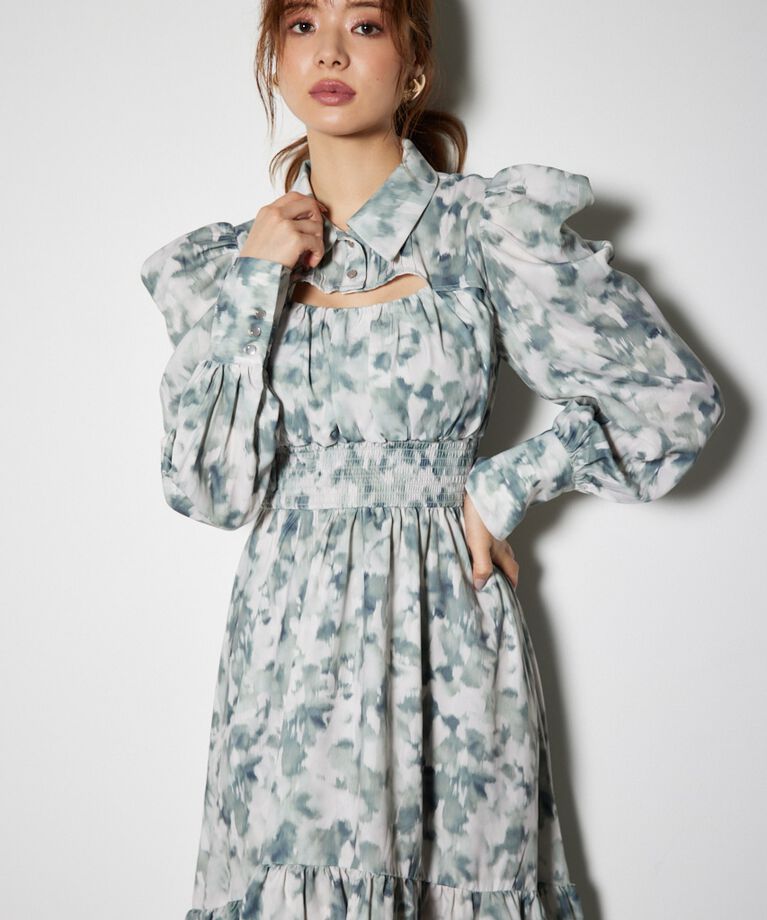 rienda「ウエストシャーリングシャツディテールワンピース」|ワンピース|