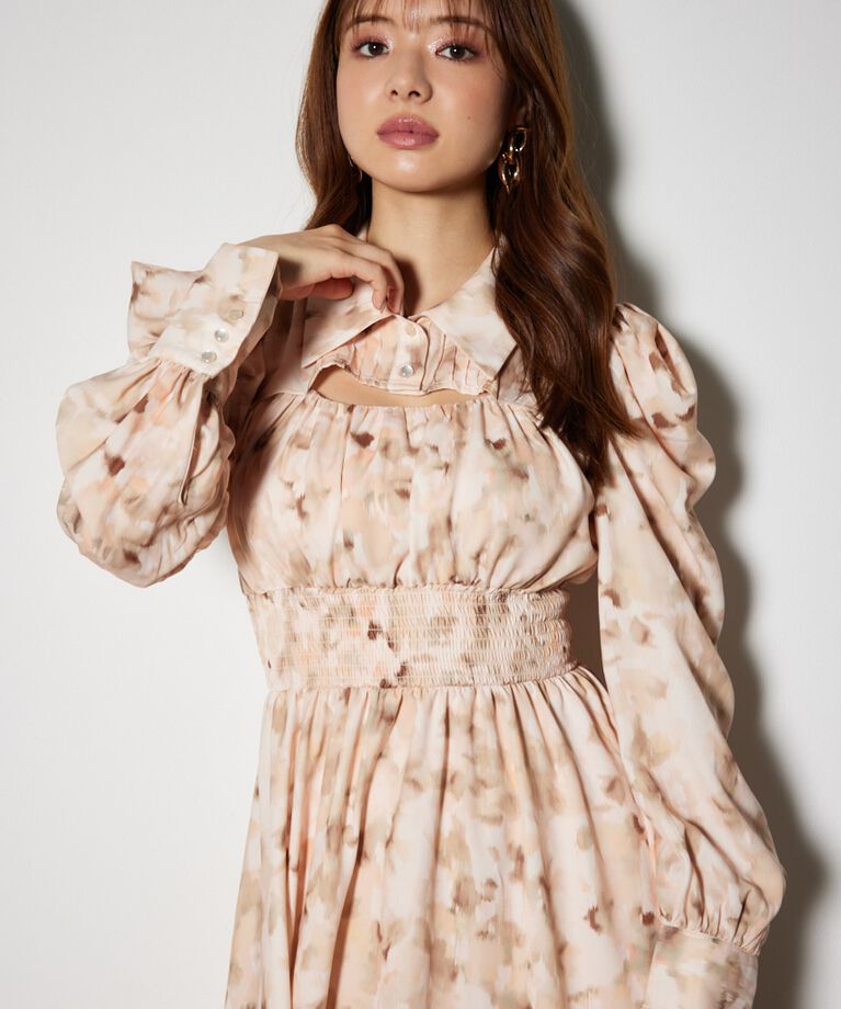 rienda「ウエストシャーリングシャツディテールワンピース」|ワンピース|