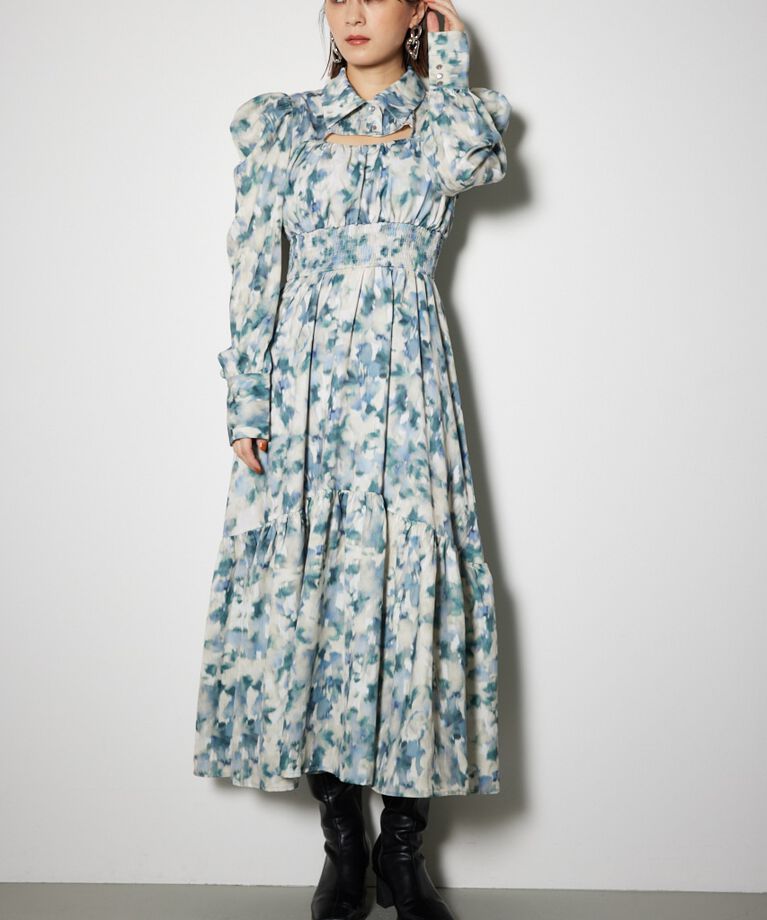 rienda「ウエストシャーリングシャツディテールワンピース」|ワンピース|