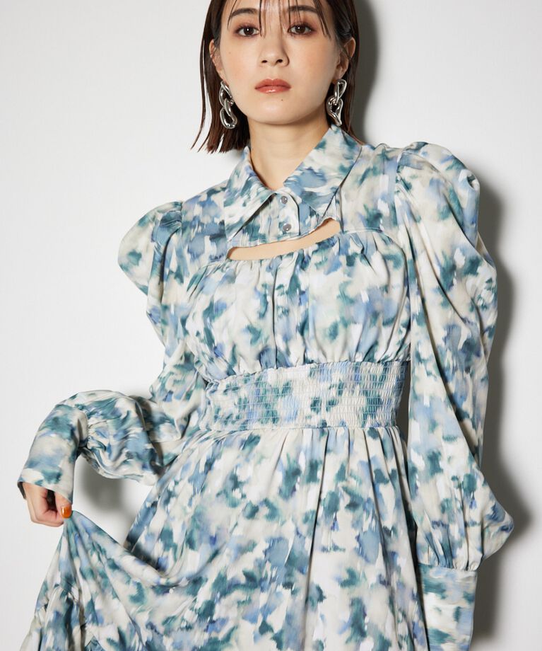 rienda「ウエストシャーリングシャツディテールワンピース」|ワンピース|