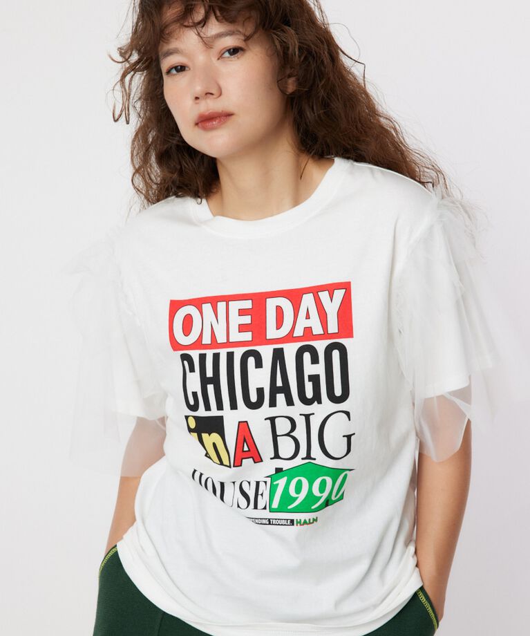 RODEO CROWNS「ONE DAY 袖チュールトップス」|Tシャツ・カットソー|O/WHT1