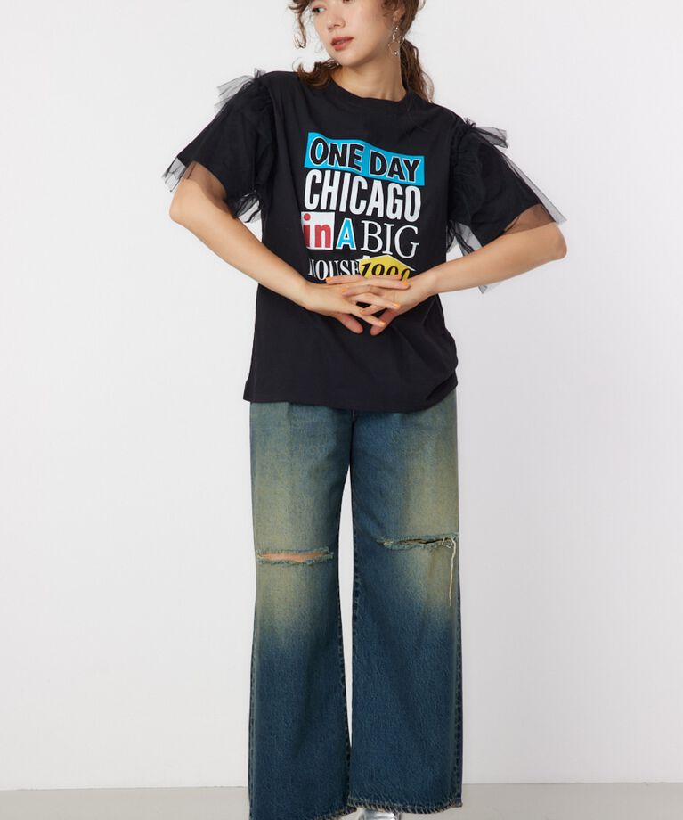 RODEO CROWNS「ONE DAY 袖チュールトップス」|Tシャツ・カットソー|