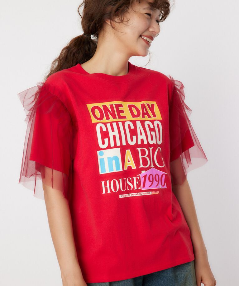 RODEO CROWNS「ONE DAY 袖チュールトップス」|Tシャツ・カットソー|D/RED3