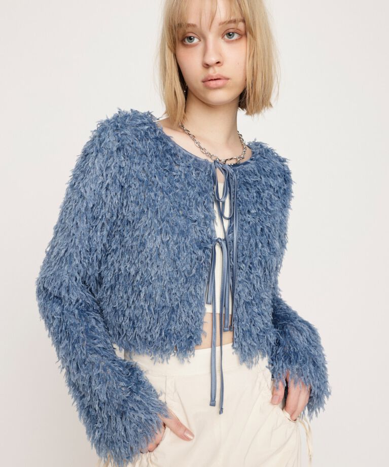SLY「2WAY SHEER FEATHER トップス」|シャツ・ブラウス|BLU