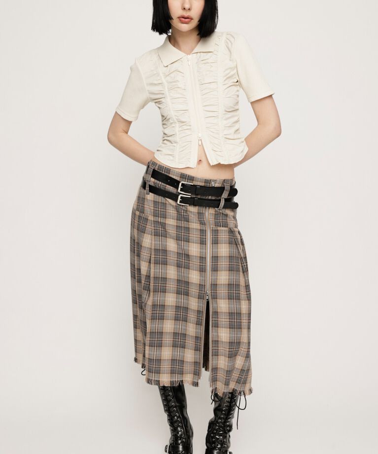 SLY「FRONT GATHER ZIP トップス」|Tシャツ・カットソー|