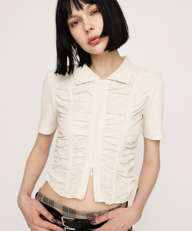 SLY「FRONT GATHER ZIP トップス」|Tシャツ・カットソー|