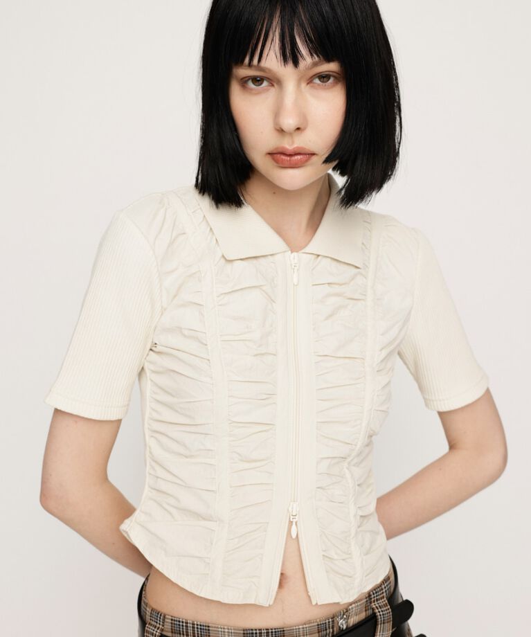 SLY「FRONT GATHER ZIP トップス」|Tシャツ・カットソー|