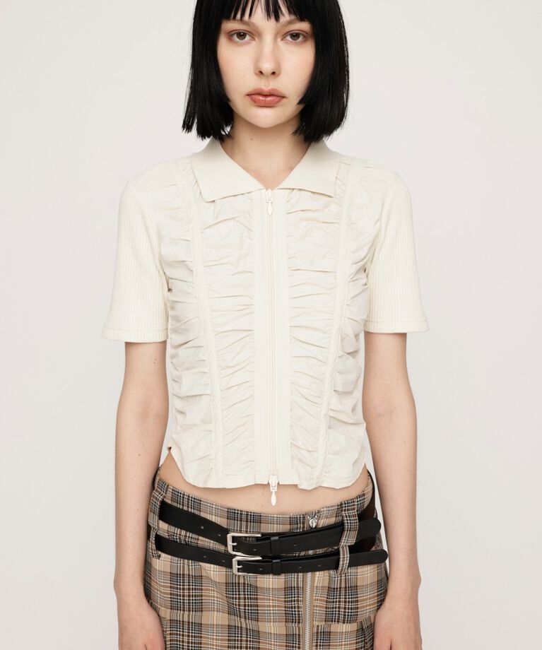 SLY「FRONT GATHER ZIP トップス」|Tシャツ・カットソー|