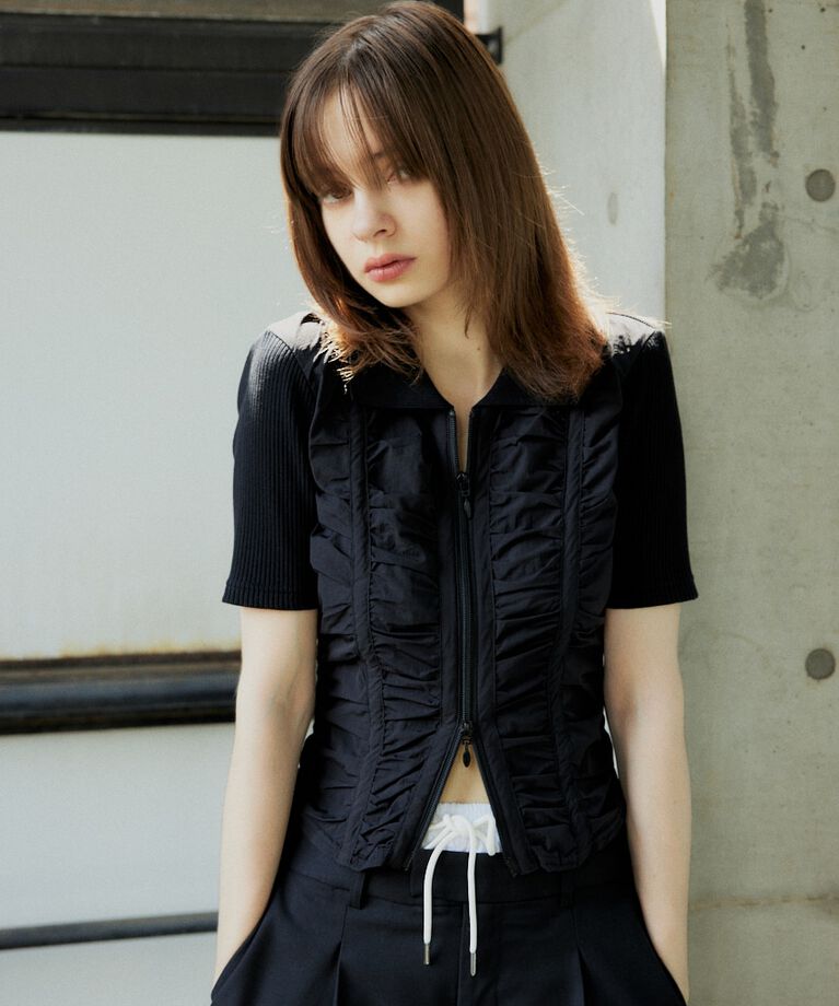 SLY「FRONT GATHER ZIP トップス」|Tシャツ・カットソー|