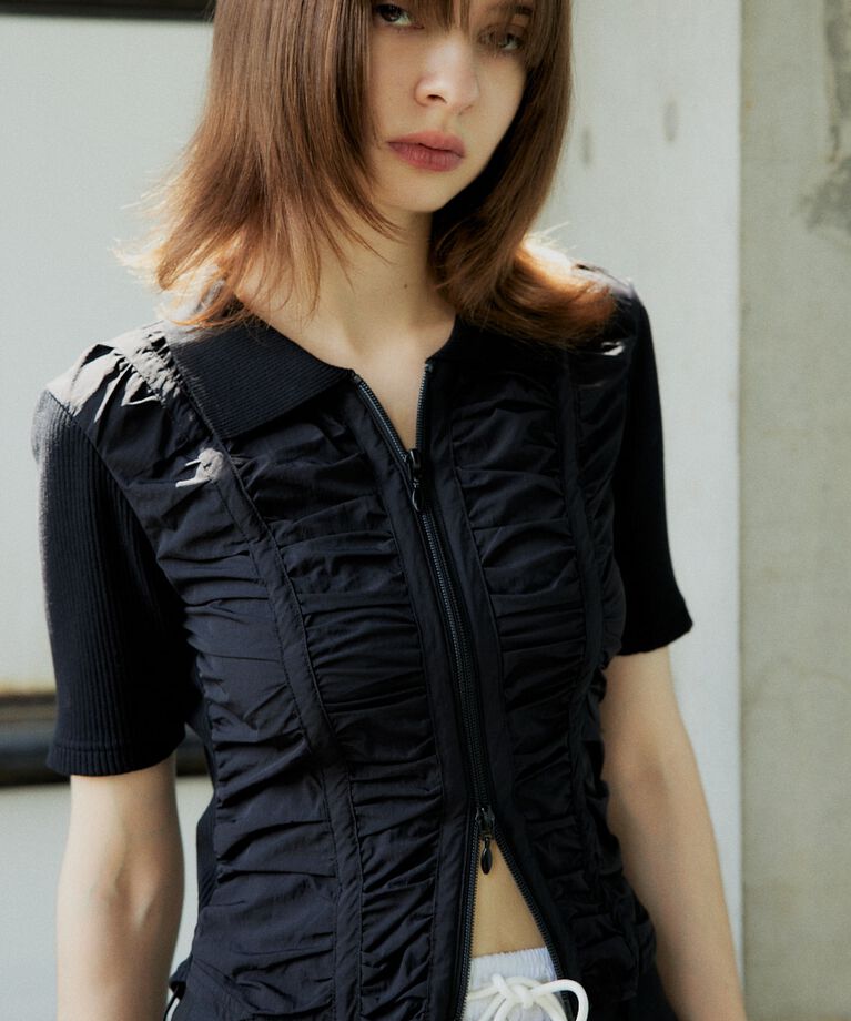SLY「FRONT GATHER ZIP トップス」|Tシャツ・カットソー|